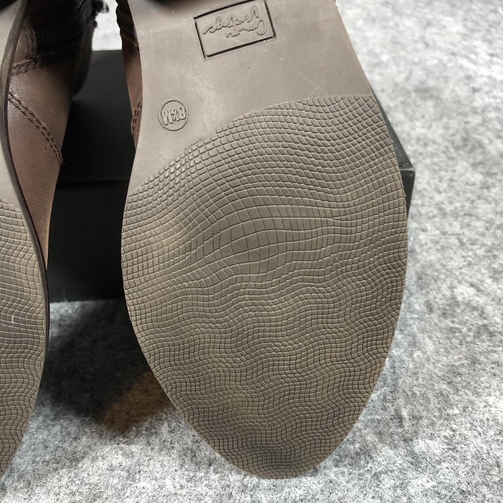 Crown‎ Vintage Cathy Ankle Booties Womens 8.5M Brown Leather Zip Block Heel - Picture 13 of 16